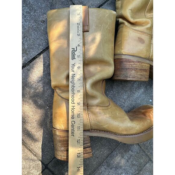 Vintage Early Cats Paw Heels Campus Pull On Boots Sz 9.5 Leather Made In Korea - Picture 9 of 16